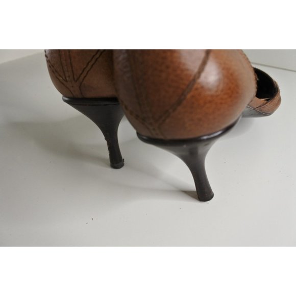 🇪🇸 ZARA brown leather pointy fringed pumps size 39 - Picture 3 of 10